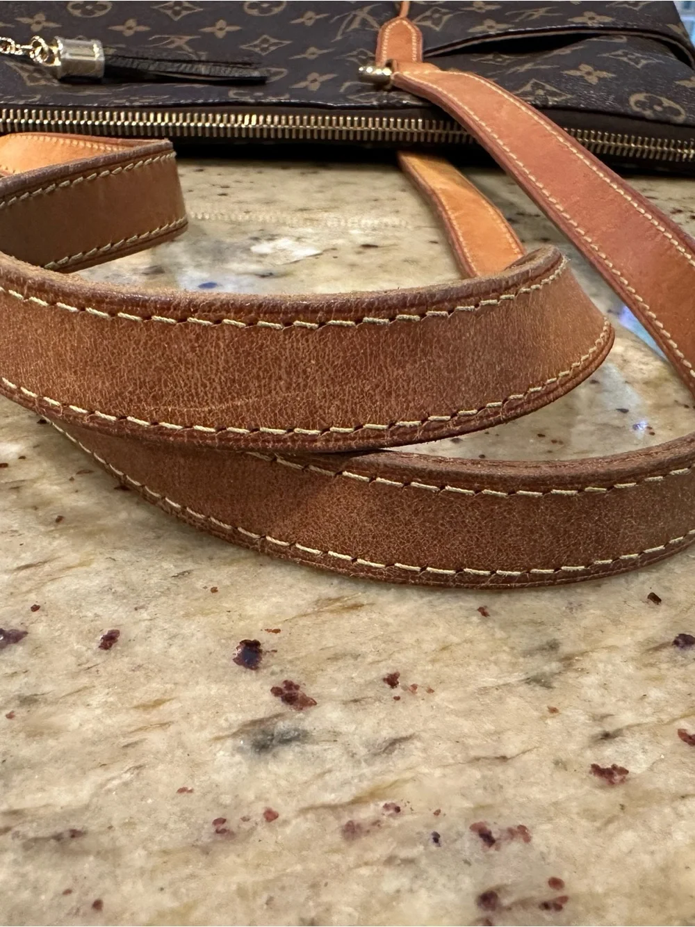 Louis Vuitton Monogram Canvas Tote with Tan Straps